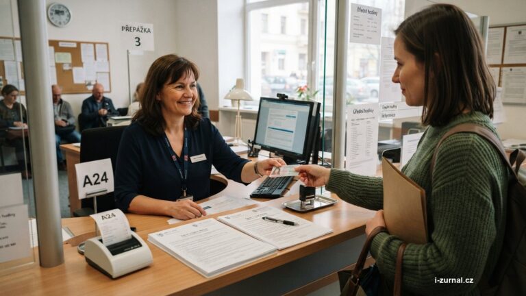 Přepážka obecního úřadu při vyřizování dokladu