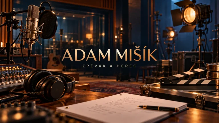 Redakční AI ilustrace prázdného hudebního a filmového studia se jménem Adam Mišík; bez vyobrazení skutečné osoby