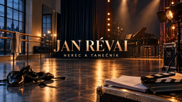 Redakční AI ilustrace prázdného tanečního a filmového studia se jménem Jan Révai; bez vyobrazení skutečné osoby