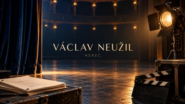 Redakční AI ilustrace prázdné zkušebny, scénáře a filmové klapky se jménem Maxmilián Kocek; bez vyobrazení skutečné osoby