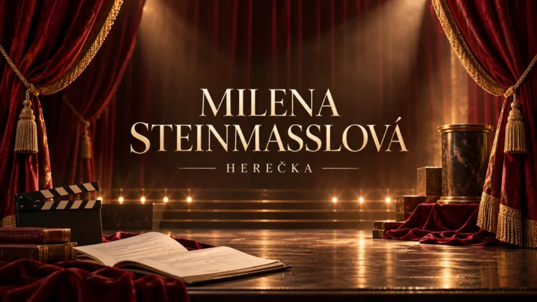 Redakční AI ilustrace prázdného divadelního jeviště, scénáře a klapky se jménem Milena Steinmasslová; bez vyobrazení skutečné osoby